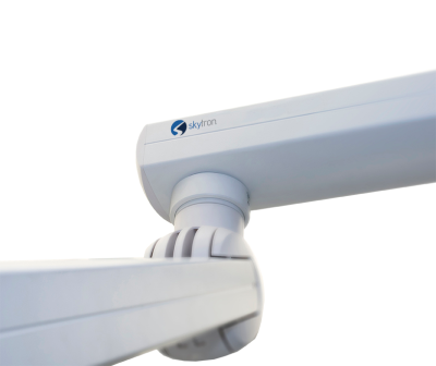 Skytron Medical Boom device arm socket close-up, white background