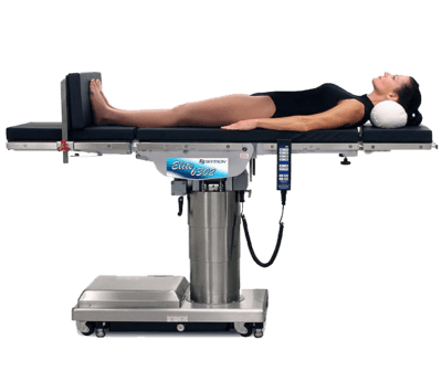 Model on top of a Skytron 6302 Elite surgical table