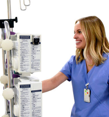 Nurse push IV transportation pole